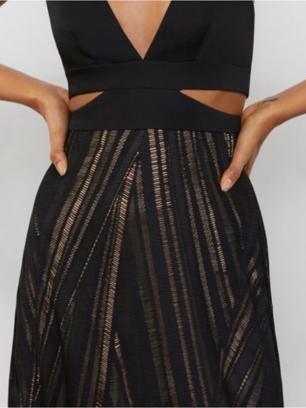 BCBGMAXAZRIA Black Cutout V-Neck Gown - Picture 2 of 10